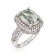 5.00 Carat Prasiolite and 1.00 ct. t.w. White Sapphire Ring in Sterling Silver
