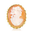 C. 1980 Vintage Orange Shell Cameo Ring in 14kt Yellow Gold