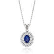 1.00 Carat Sapphire and .49 ct. t.w. Diamond Pendant Necklace in 14kt White Gold