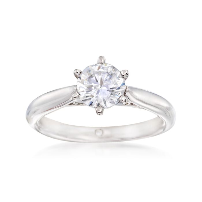 Gabriel Designs 14kt White Gold Six-Prong Solitaire Engagement Ring Setting with Diamond Accents