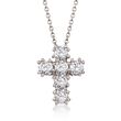 1.50 ct. t.w. CZ Cross Pendant Necklace in Sterling Silver