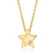 Italian 14kt Yellow Gold Star Necklace with Diamond Accent