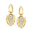 C. 1980 Vintage .50 ct. t.w. Diamond Pear-Shaped Drop Earrings in 18kt Two-Tone Gold