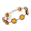 Amber Honeycomb and Bumblebee Bracelet in Sterling Silver