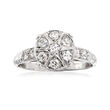 C. 1980 Vintage .55 ct. t.w. Diamond Cluster Ring in 18kt White Gold