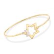 Italian Two-Tone Sterling Silver Star and Moon Bangle Bracelet