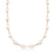 9-9.5mm Cultured Pearl Bamboo-Style Necklace in 14kt Yellow Gold