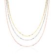14kt Tri-Colored Gold Three-Strand Mariner-Link Necklace