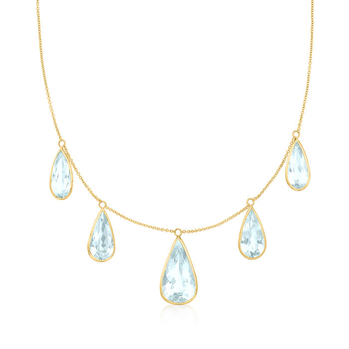 C. 1990 Vintage 20.00 ct. t.w. Aquamarine Drop Necklace in 18kt Yellow Gold