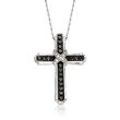 1.00 ct. t.w. Black and White Diamond Cross Pendant Necklace in Sterling Silver