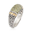 .70 ct. t.w. Pave Peridot Ring in Two-Tone Sterling Silver