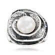 10-10.5mm Cultured Pearl Rose Ring in Sterling Silver