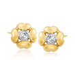 C. 1980 Vintage .10 ct. t.w. Diamond Flower Earrings in 14kt Yellow Gold