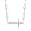 Charles Garnier .22 ct. t.w. CZ Cross Paper Clip Link Necklace in Sterling Silver