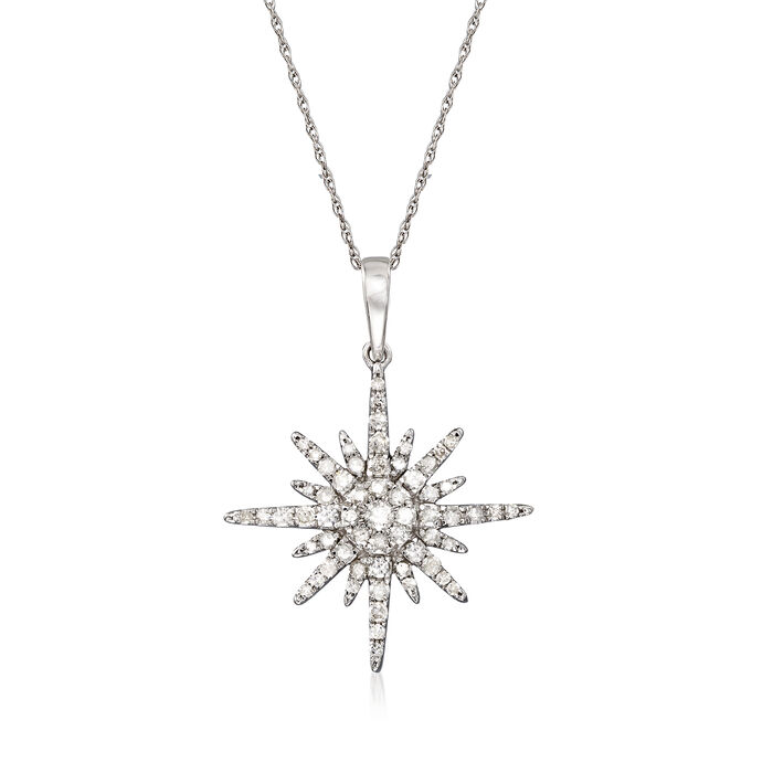 .50 ct. t.w. Diamond Sunburst Pendant Necklace in 14kt White Gold