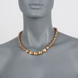 C. 1960 Vintage 18kt Yellow Gold Textured Oval Bead Necklace 18-inch