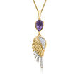 1.00 Carat Amethyst Angel Wing Pendant Necklace with White Topaz Accents in 18kt Gold Over Sterling