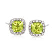 .20 ct. t.w. Peridot and .10 ct. t.w. White Topaz Stud Earrings Sterling Silver