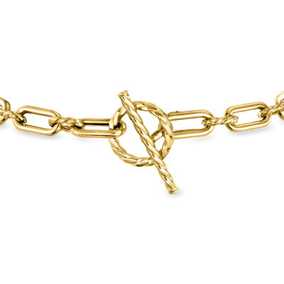 Italian 18kt Yellow Gold Paper Clip Link Toggle Bracelet
