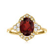 2.10 Carat Garnet and .30 ct. t.w. White Topaz Ring in 14kt Yellow Gold