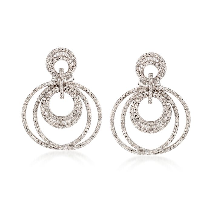1.25 ct. t.w. Diamond Multi-Circle Drop Earrings in 14kt White Gold