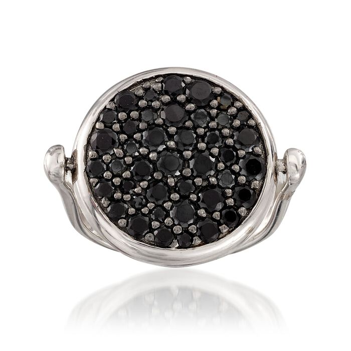 Italian Sterling Silver Flip Ring with 1.70 ct. t.w. Black Spinels and Genuine 50-Lira Micro Coin
