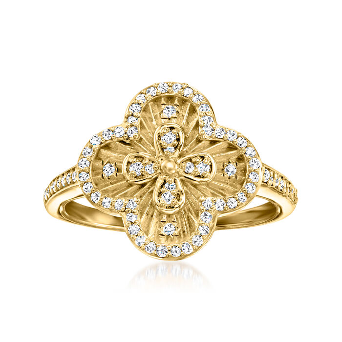 .33 ct. t.w. Diamond Clover Ring in 18kt Gold Over Sterling
