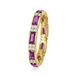 1.20 ct. t.w. Amethyst and .40 ct. t.w. White Zircon Eternity Band in 18kt Gold Over Sterling