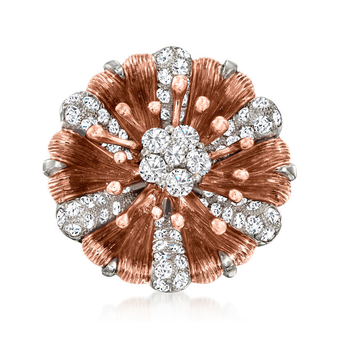 1.75 ct. t.w. Diamond Floral Ring in 18kt Two-Tone Gold