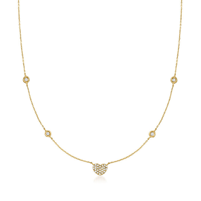 .18 ct. t.w. Diamond Heart Necklace in 14kt Yellow Gold