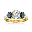 1.25 Carat Lab-Grown Diamond Ring with .90 ct. t.w. Sapphires in 14kt Yellow Gold