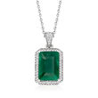 4.40 Carat Emerald and .24 ct. t.w. Diamond Pendant Necklace in Sterling Silver