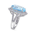 20.00 Carat Sky Blue Topaz Ring with .93 ct. t.w. Diamonds in 14kt White Gold