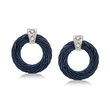 ALOR &quot;Classique&quot; Blue Drop Earrings with Diamonds in 18kt White Gold