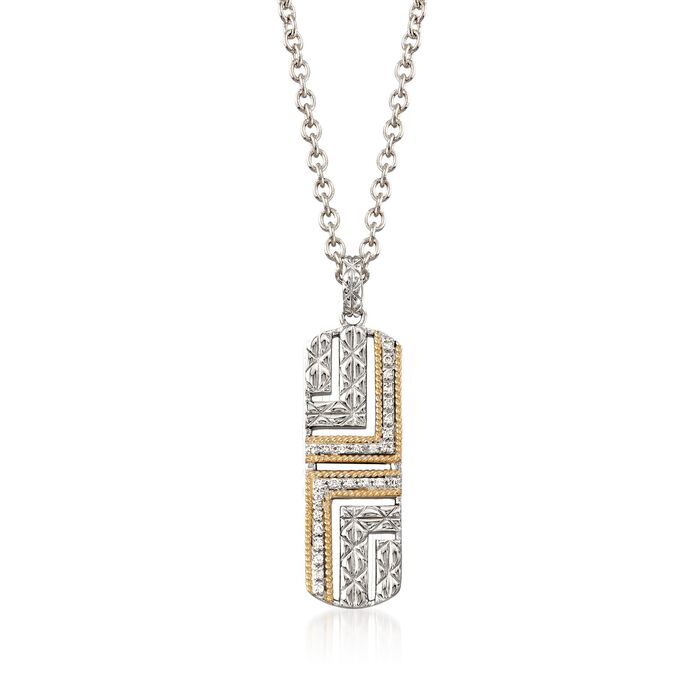 Andrea Candela &quot;Laberinto&quot; .14 ct. t.w. Diamond Drop Necklace in 18kt Gold and Sterling Silver