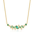 .30 ct. t.w. Scattered-Emerald Necklace with Diamond Accents in 14kt Yellow Gold