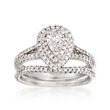 .96 ct. t.w. Diamond Bridal Set: Double Halo Engagement and Wedding Rings in 14kt White Gold