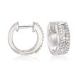 .50 ct. t.w. Round and Baguette Diamond Huggie Hoops in Sterling Silver