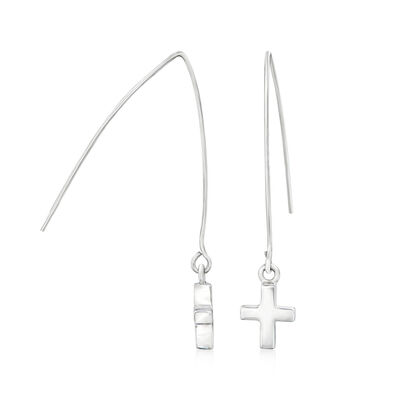 Zina Sterling Silver &quot;Contemporary&quot; Cross Drop Earrings