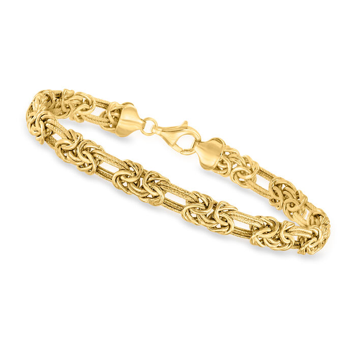 10kt Yellow Gold Flat Modified Byzantine Bracelet
