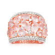 5.95 ct. t.w. Rose Quartz Dome Ring with Diamonds in Rose Sterling Silver