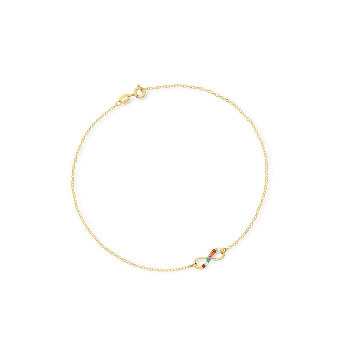 Personalized Infinity Anklet in 14kt Gold  3 to 7 Birthstones