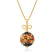 Italian Multicolored Murano Glass Floral Pendant Necklace in 18kt Gold Over Sterling