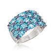 4.20 ct. t.w. Apatite and .50 ct. t.w. Iolite Cluster Ring in Sterling Silver