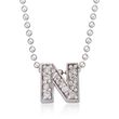 Diamond Accent Initial &quot;N&quot; Pendant Necklace in 14kt White Gold