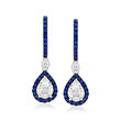 .53 ct. t.w. Diamond and .50 ct. t.w. Sapphire Hoop Drop Earrings in 18kt White Gold