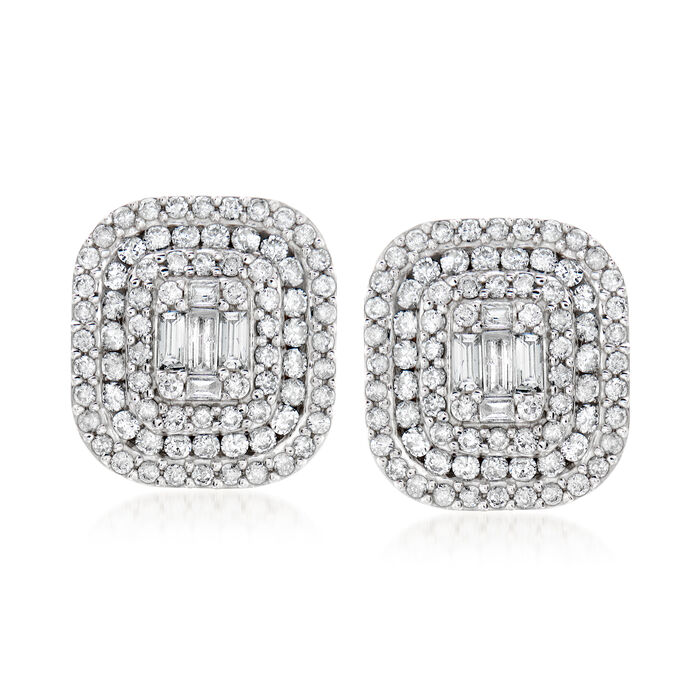 1.00 ct. t.w. Diamond Earrings in 14kt White Gold