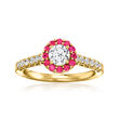.75 ct. t.w. Lab-Grown Diamond Ring with .20 ct. t.w. Rubies in 14kt Yellow Gold