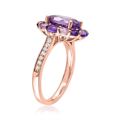3.60 ct. t.w. Amethyst Ring with .10 ct. t.w. White Topaz in 18kt Gold Over Sterling