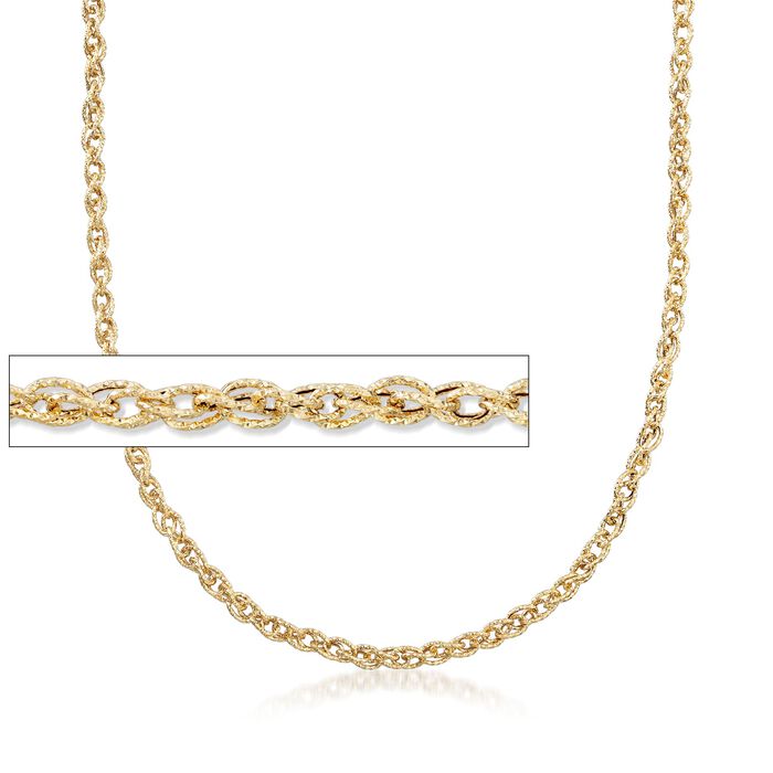 18kt Yellow Gold Textured Rope-Link Necklace